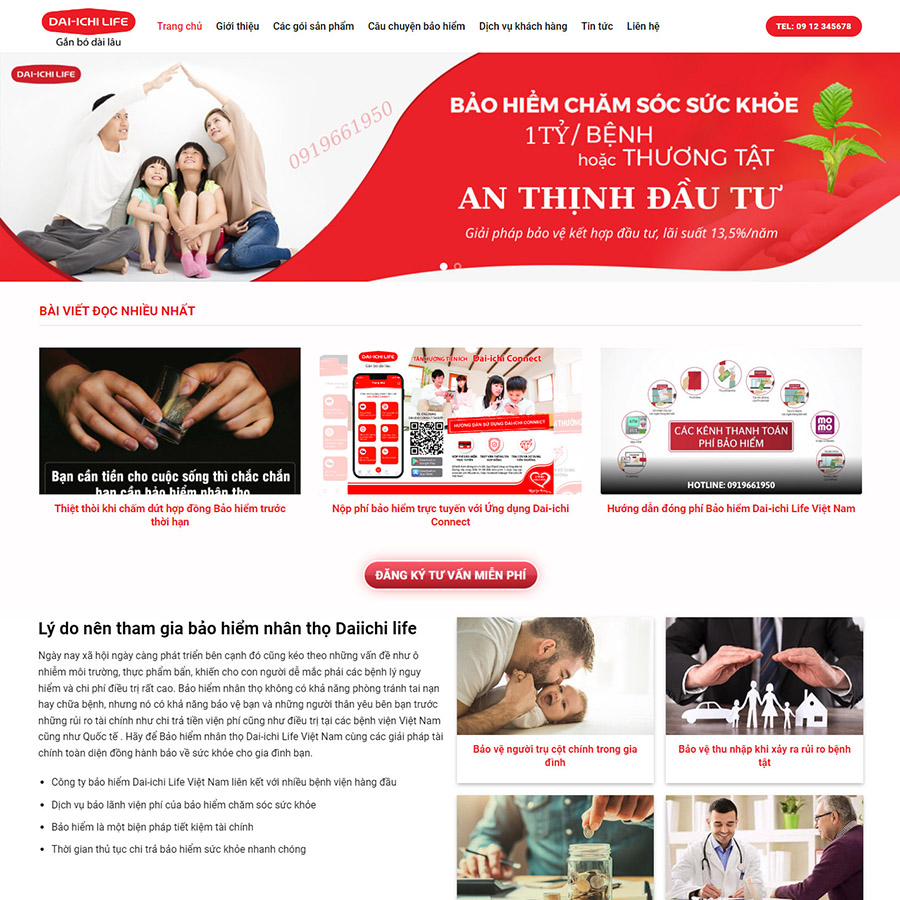 Mẫu giao diện bảo hiểm daichi