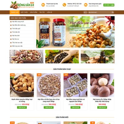 Mẫu giao diện bán hạt điều