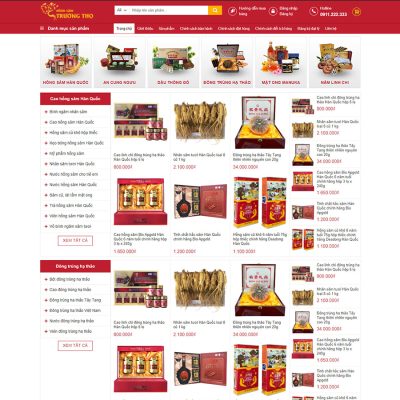 Mẫu giao diện bán nhân sâm