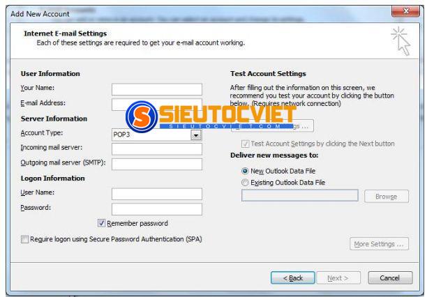 Hướng dẫn cài mail công ty vào Outlook