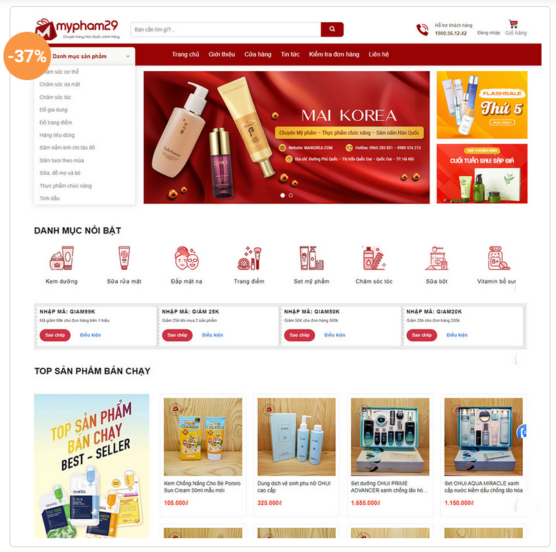 Website mỹ phẩm