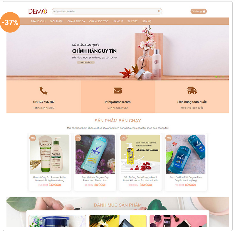 Website mỹ phẩm