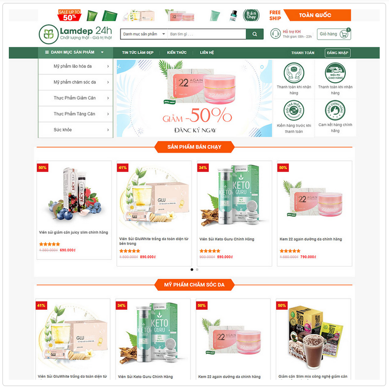 Website mỹ phẩm